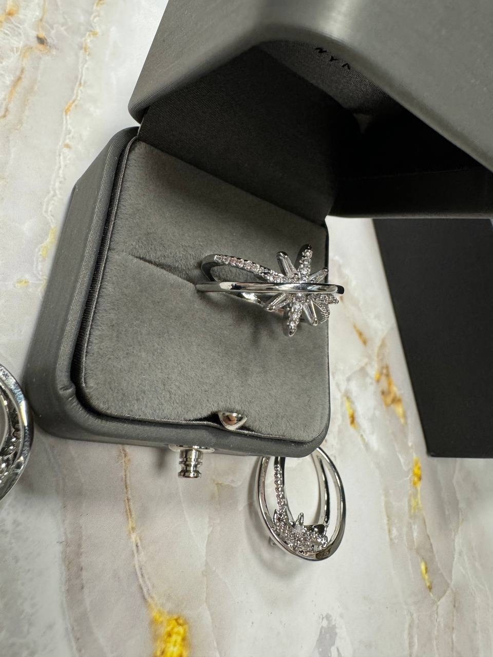 кольцо со звездами,модное кольцо,кольцо из стерлингового серебра 925 пробы,кольца с фианитами,кольца для женщин