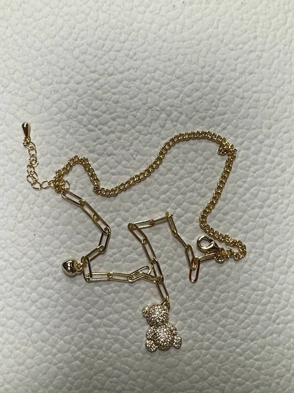 цепочка с подвесками,цепочки,колье с подвесками,ожерелье с подвесками,ожерелье с мишкой