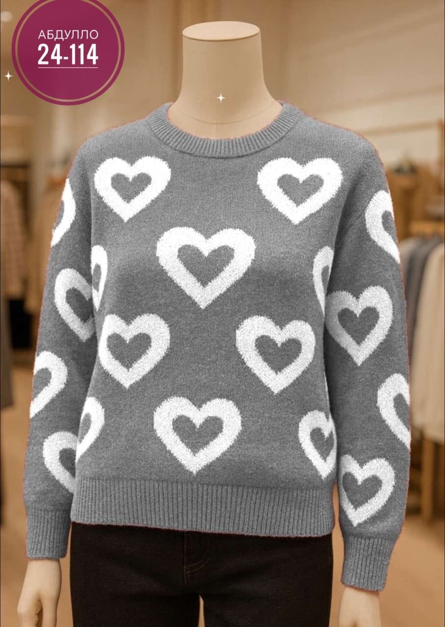 свитер женский,свитер,джемпер с сердечками,джемпера женские,модные свитера