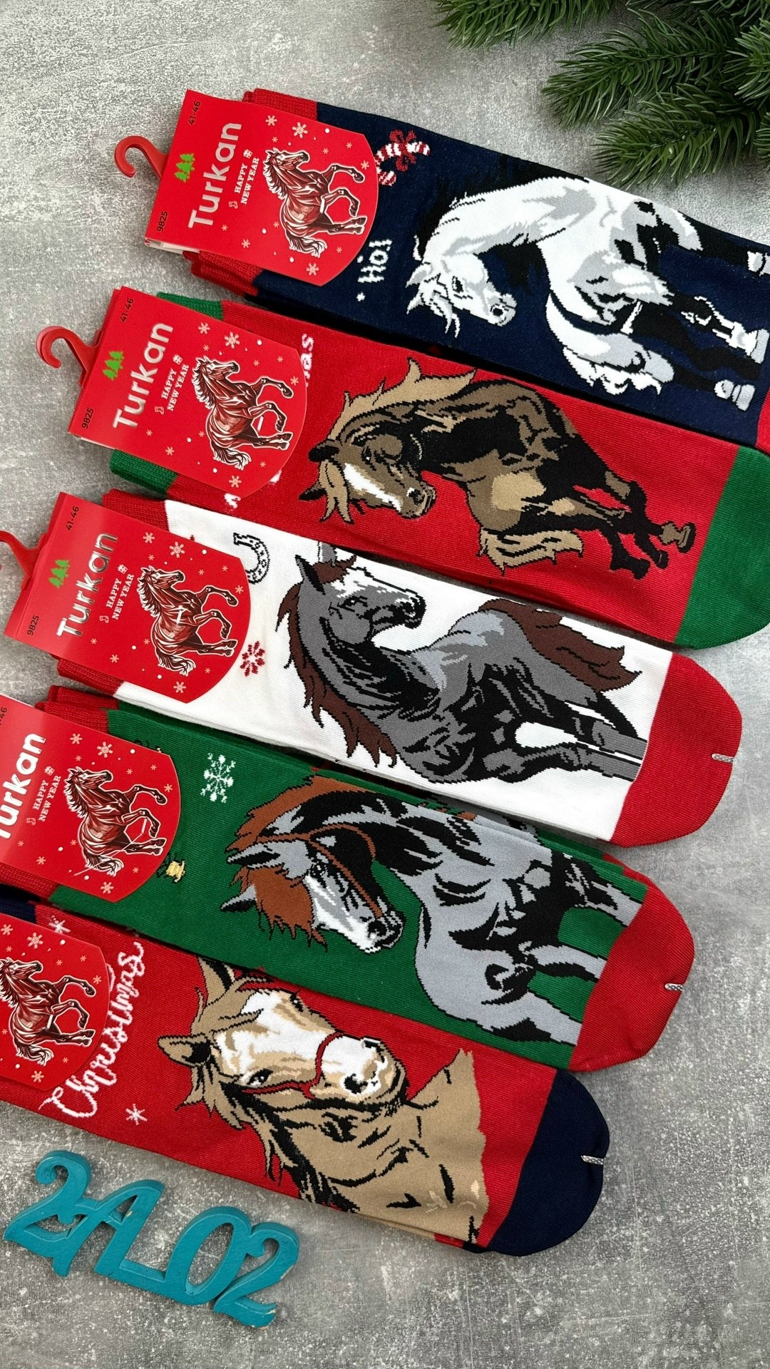 носки мужские новогодние год символа 2026,мужские носки новогодние,носки комплект 5 пар размер 41-46 новогодние,носки новогодние с принтом набор turkan,носки мужские с принтом новый год turkan 9813