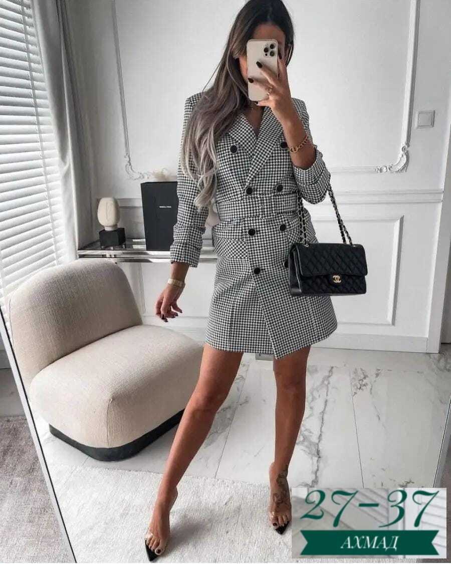 пиджак платье женский,платье пиджак,платье пиджак гусиная лапка,платье женская,платье в клетку