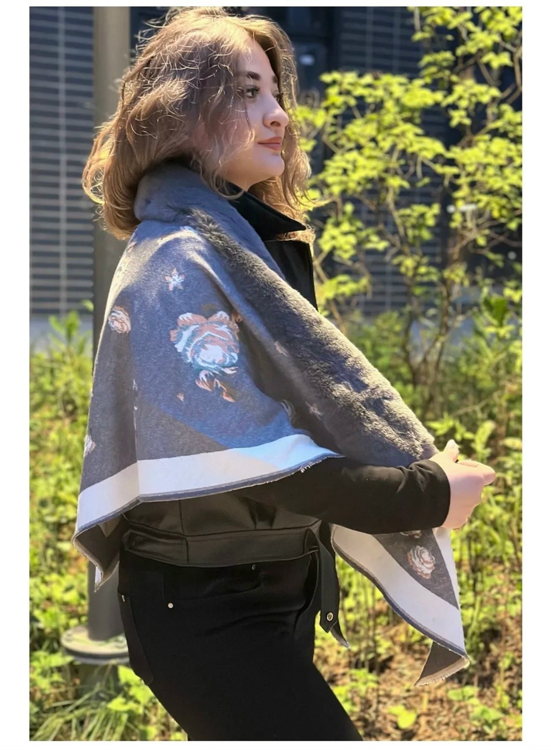 платок с мехом,павловопосадские платки,платки павлопосадские,народные накидки,женская накидка