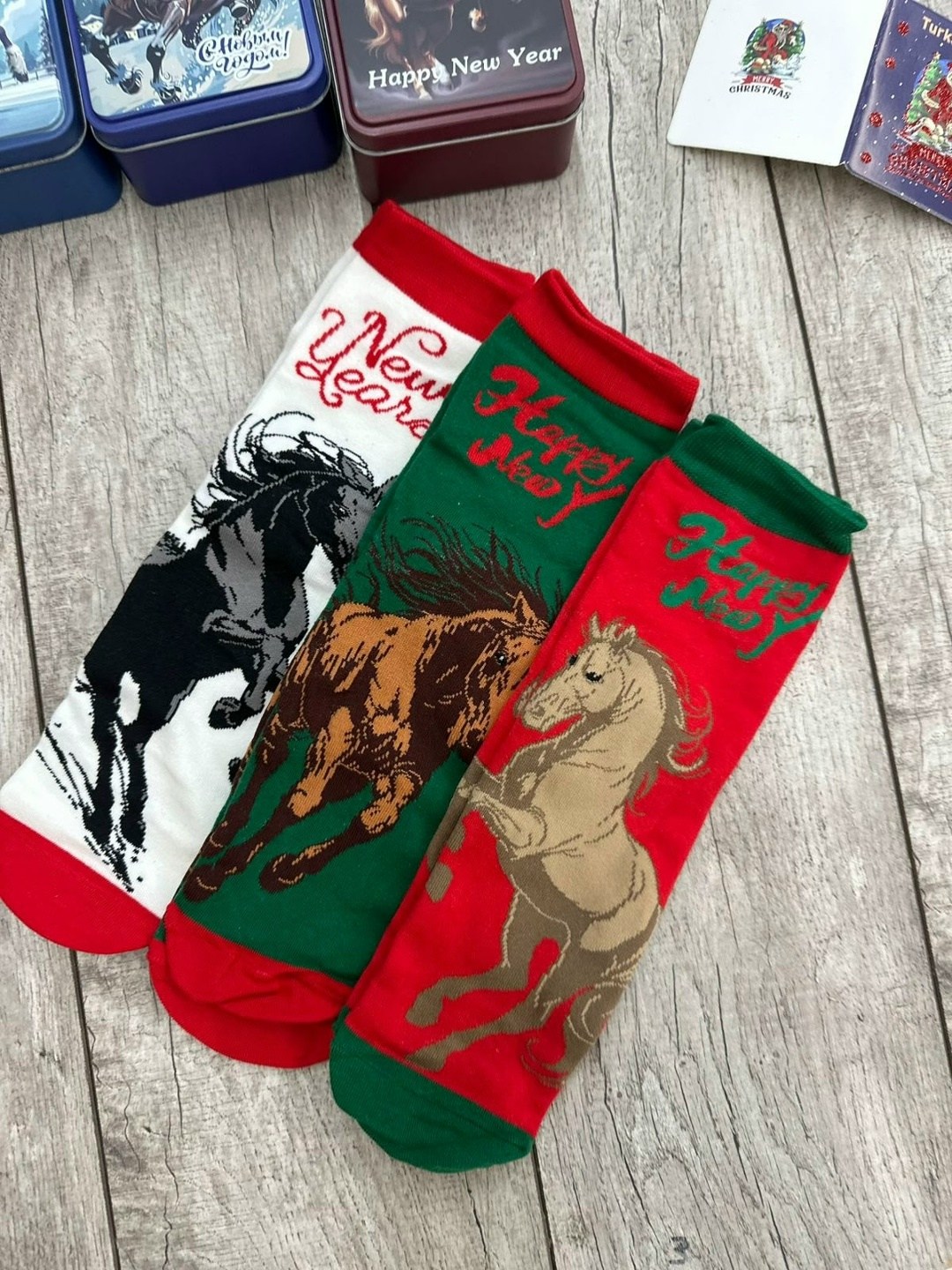 новогодние носки с принтом мужские подарочный набор 3 пары turkan,новогодние носки мужские подарочный набор 3 пары turkan,носки новогодние набор,мужские новогодние носки 3 пары с железной коробке арт: