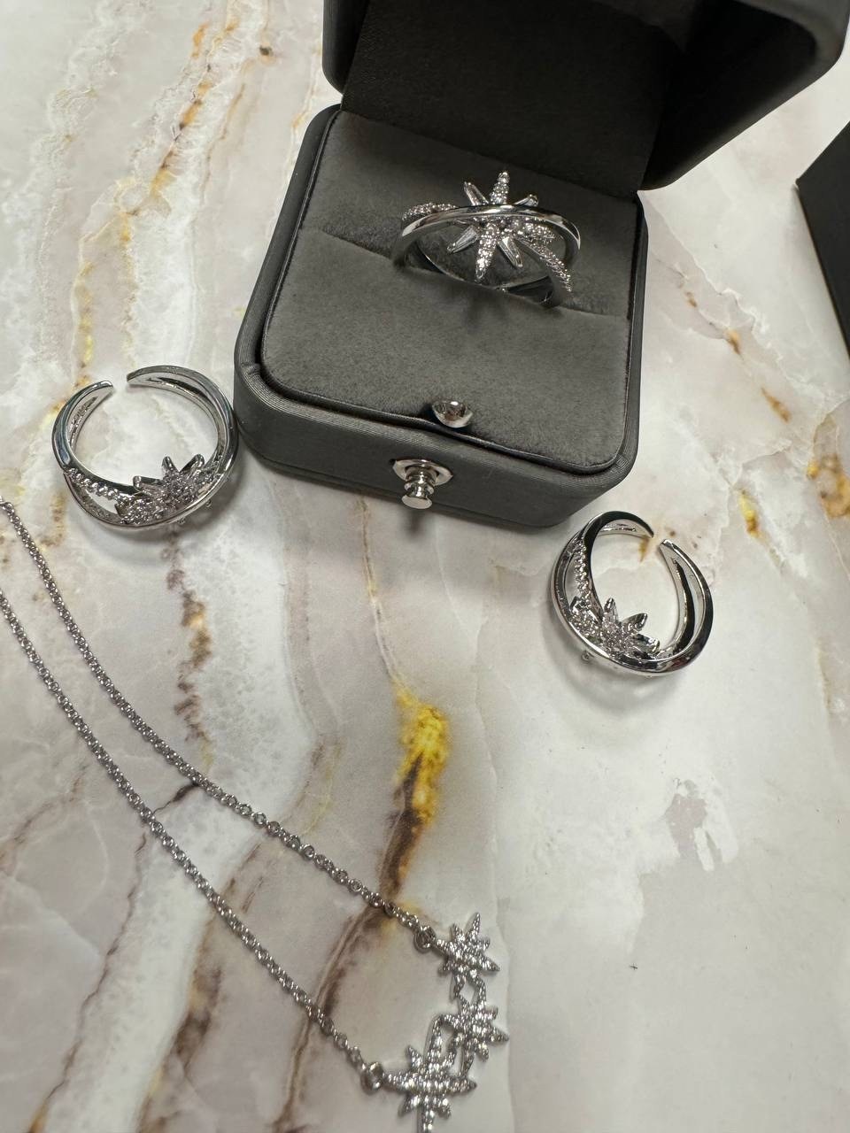 кольцо со звездами,модное кольцо,кольцо из стерлингового серебра 925 пробы,кольца с фианитами,кольца для женщин