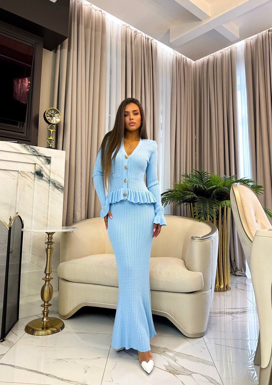 женский трикотажный костюм,костюм с юбкой,костюм классический,вязаный костюм с юбкой