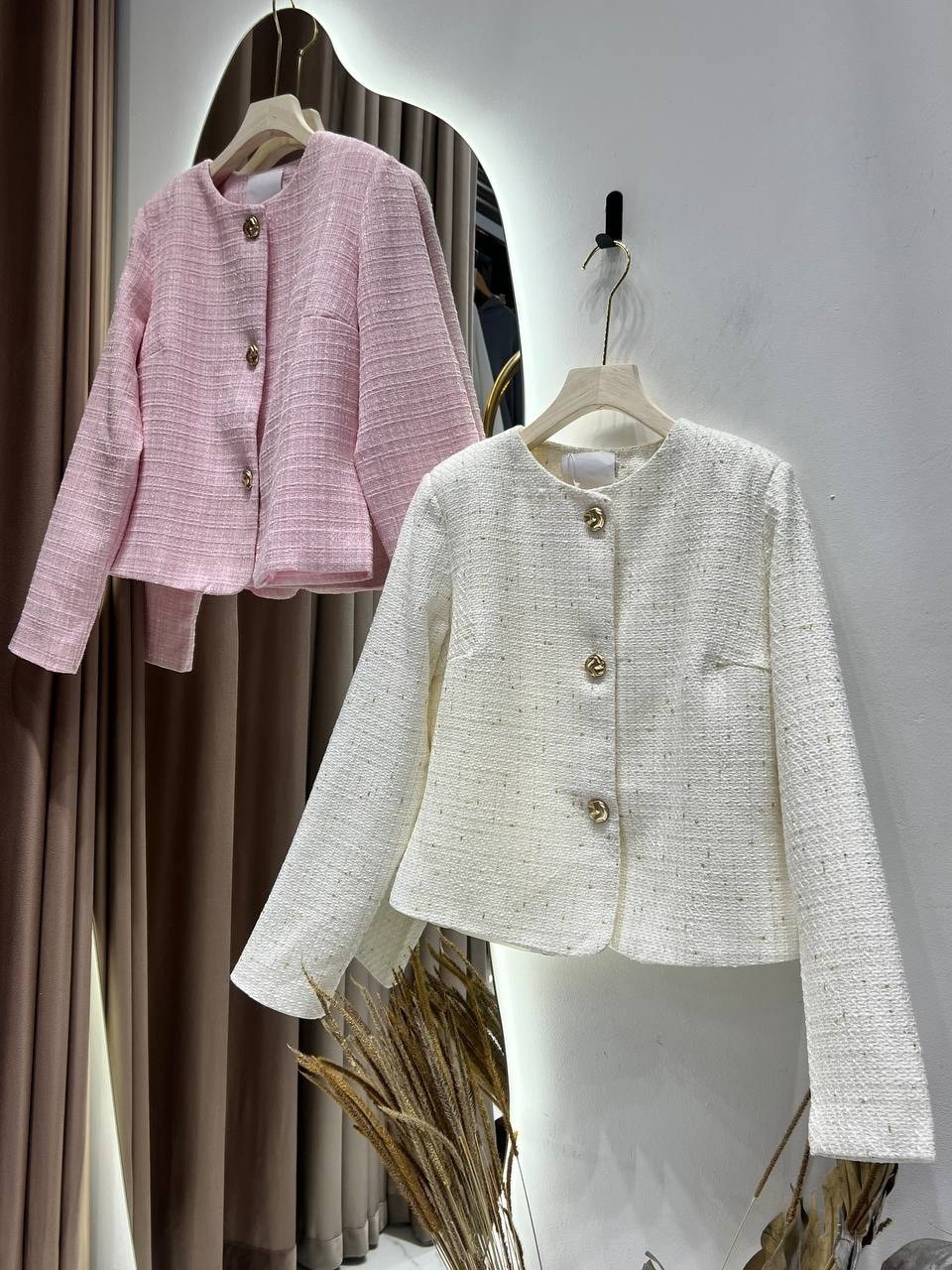 жакет молочный твидовый moe more,жакет,элегантный жакет,твидовый жакет,пиджак твидовый