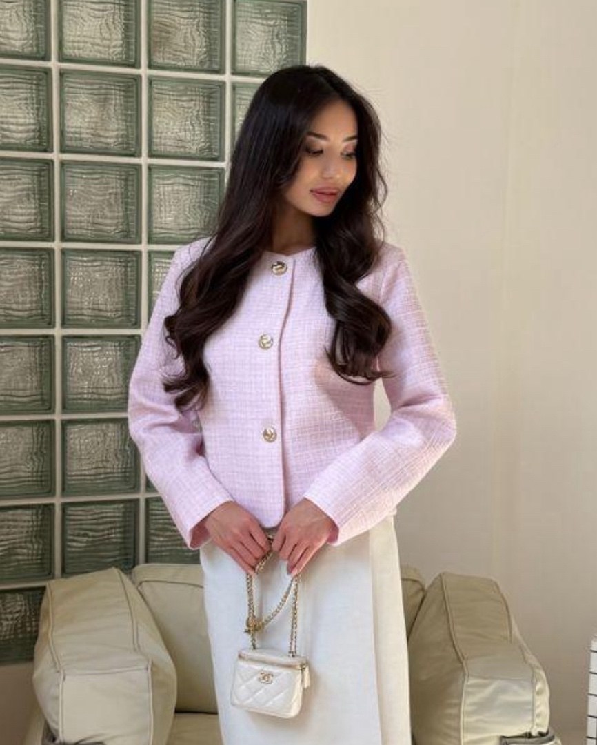 жакет молочный твидовый moe more,жакет,элегантный жакет,твидовый жакет,пиджак твидовый