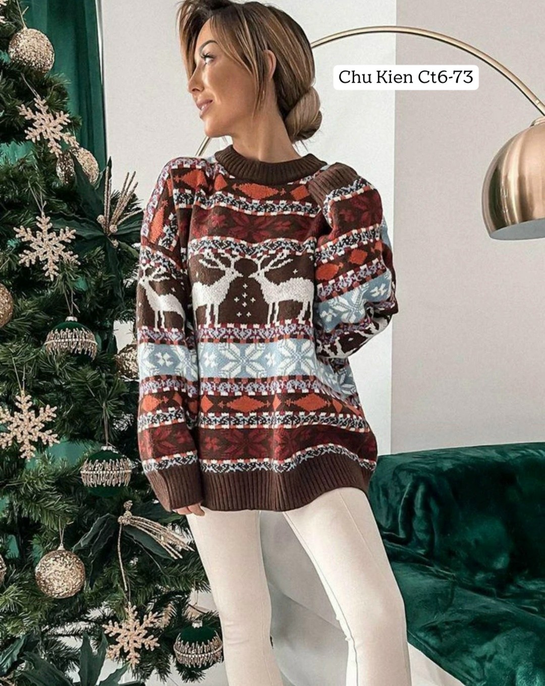 рождественские свитера,женский рождественский свитер с принтом по всей поверхности,женский рождественский свитер с принтом по всей поверхности зима 2025,свитер новогодний,женский новогодний свитер