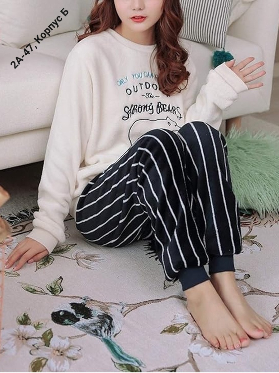 пижама женская теплая плюшевая,пижама женская теплая,комплект женской пижамы,корейские пижамы для девушек,зимняя пижама