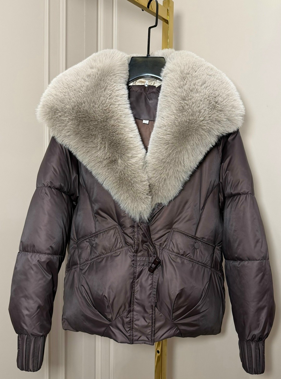 женское пальто с воротником из натурального лисьего меха, с гусиным пухом,зимняя женская куртка из натурального лисьего меха с воротником на гусином пуху,женский пуховик свободного покроя с воротником