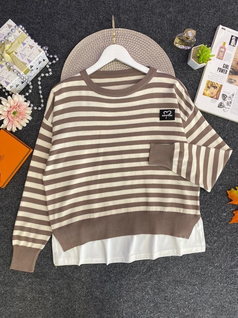 трикотажный джемпер в полоску,кофта женская,джемпер в полоску,кофта свитер женский,стильный джемпер