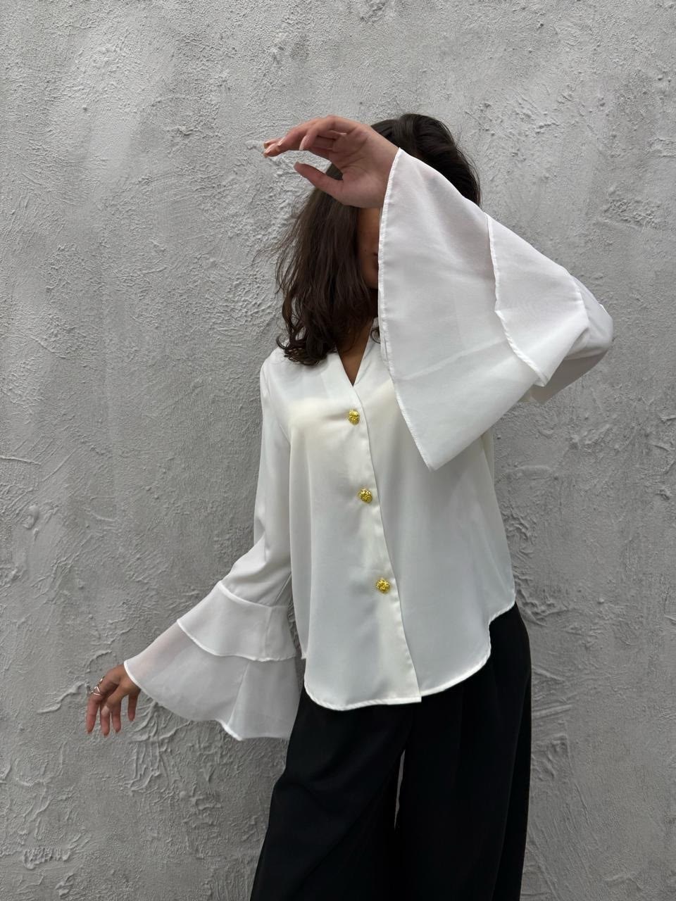 элегантная блузка,блуза,блузка легкая,блузка женская,блузка с объемным рукавом