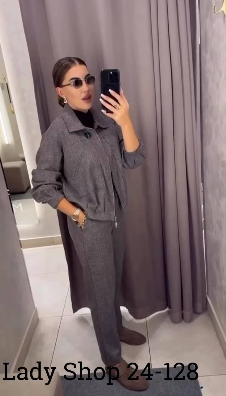 костюм двойка кашемир,женский костюм с брюками 52377 (серый),костюм брючный,женские костюмы,костюм женский 52377 серый