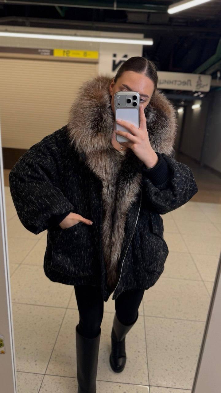 зимняя куртка-пальто оверсайз v8oss,зимняя куртка-пальто оверсайз,женский пуховик,пальто с чернобуркой,куртка с капюшоном