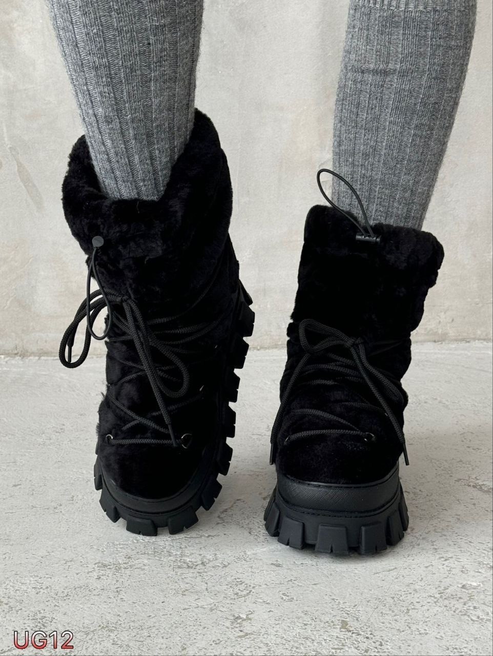 ,зимние угги на платформе,женские угги,угги женские экозамша шерсть черный,дутики