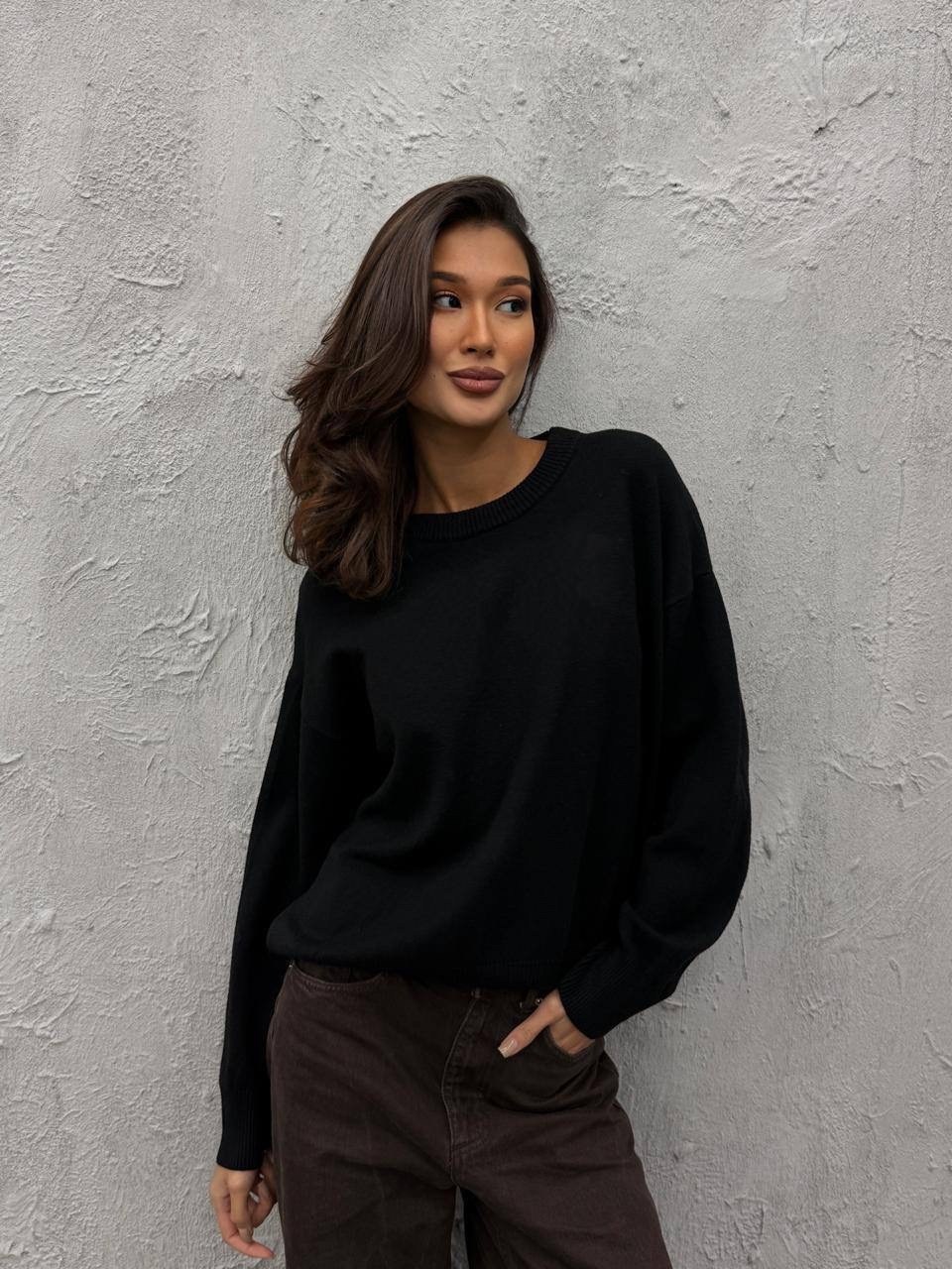 вязаный свитер оверсайз базовый fashion lux,джемпер оверсайз,свитер оверсайз,свитер кашемир,свитер женский