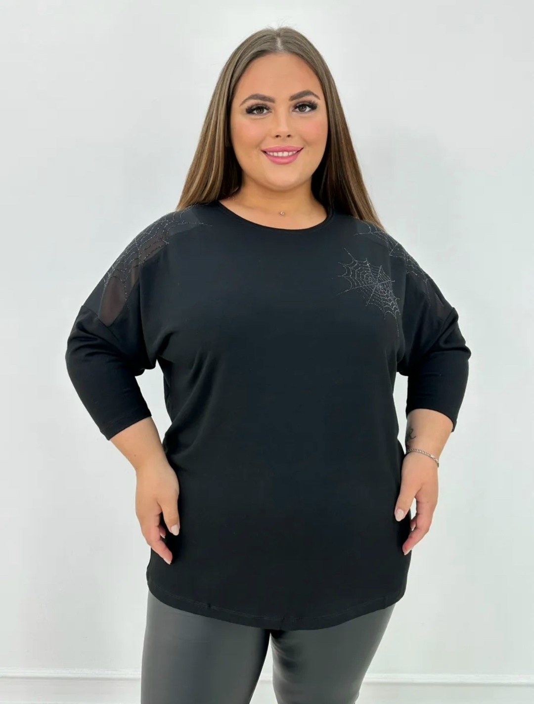 туника со стразами,нарядная туника,туника женская,женская кофта,туника больших размеров со стразами