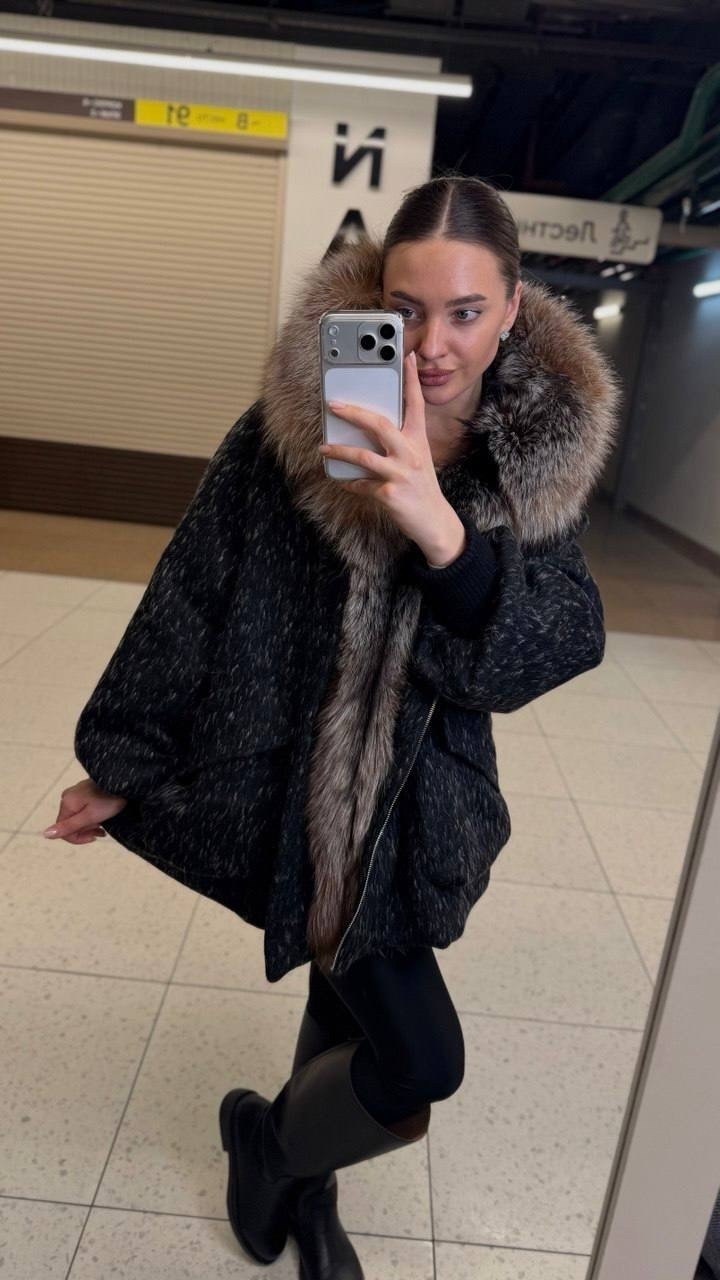 зимняя куртка-пальто оверсайз v8oss,зимняя куртка-пальто оверсайз,женский пуховик,пальто с чернобуркой,куртка с капюшоном