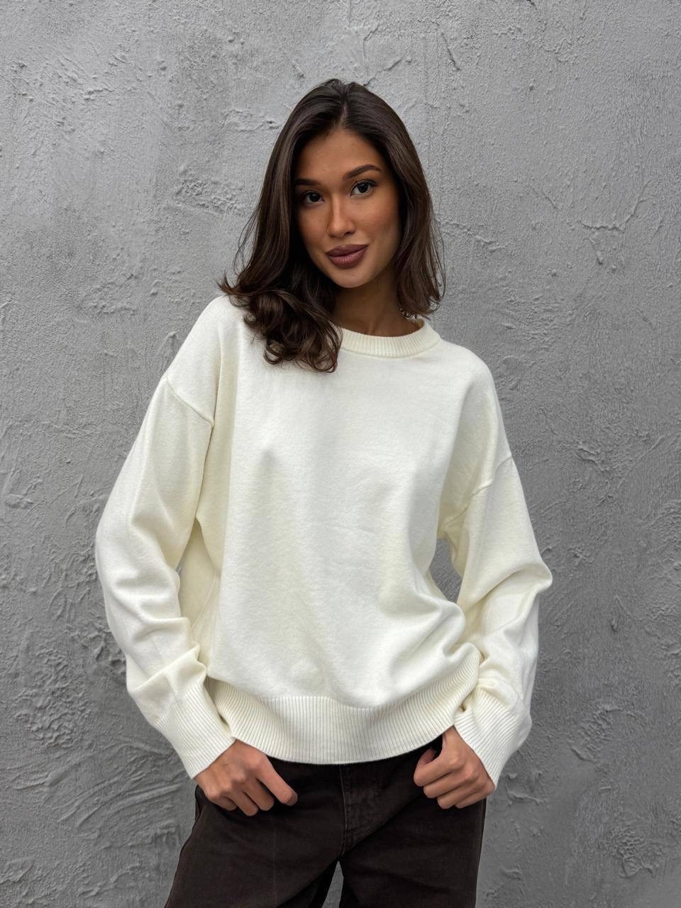 вязаный свитер оверсайз базовый fashion lux,джемпер оверсайз,свитер оверсайз,свитер кашемир,свитер женский