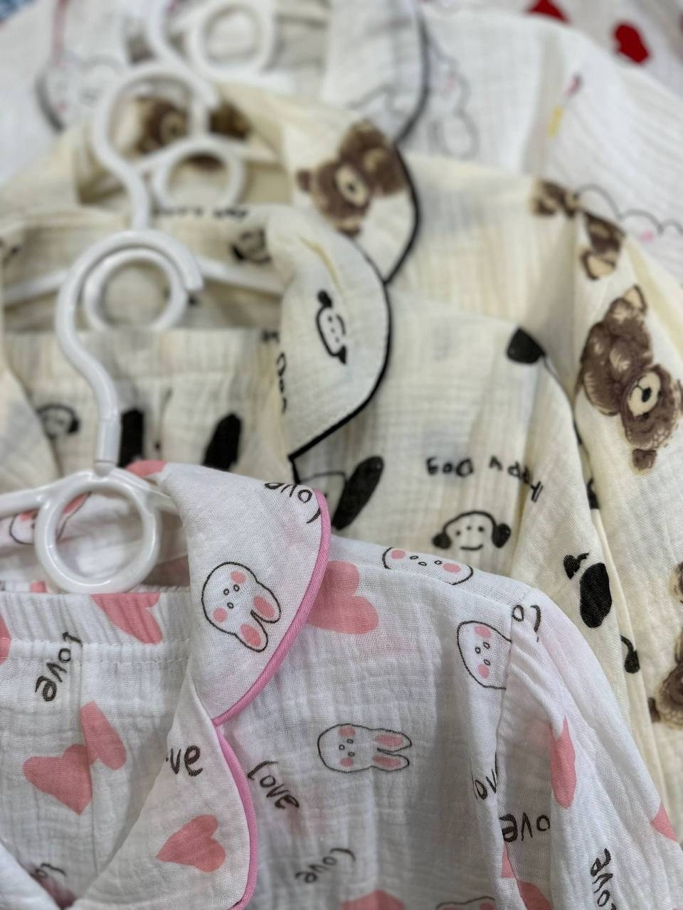 муслиновая пижама,пижама сердечки,муслиновая пижама женская,детская муслиновая пижама,пижамы детские