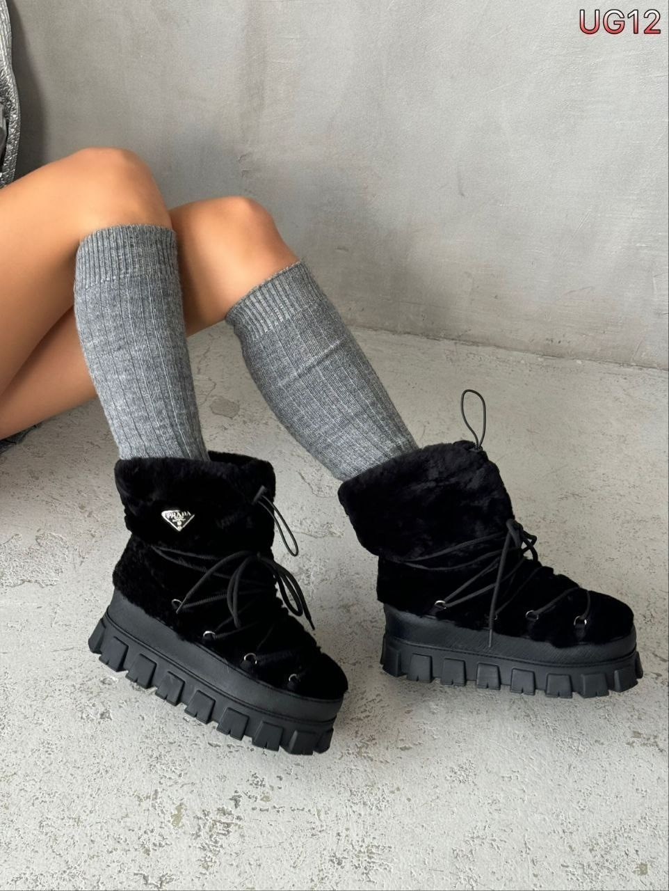 ,зимние угги на платформе,женские угги,угги женские экозамша шерсть черный,дутики
