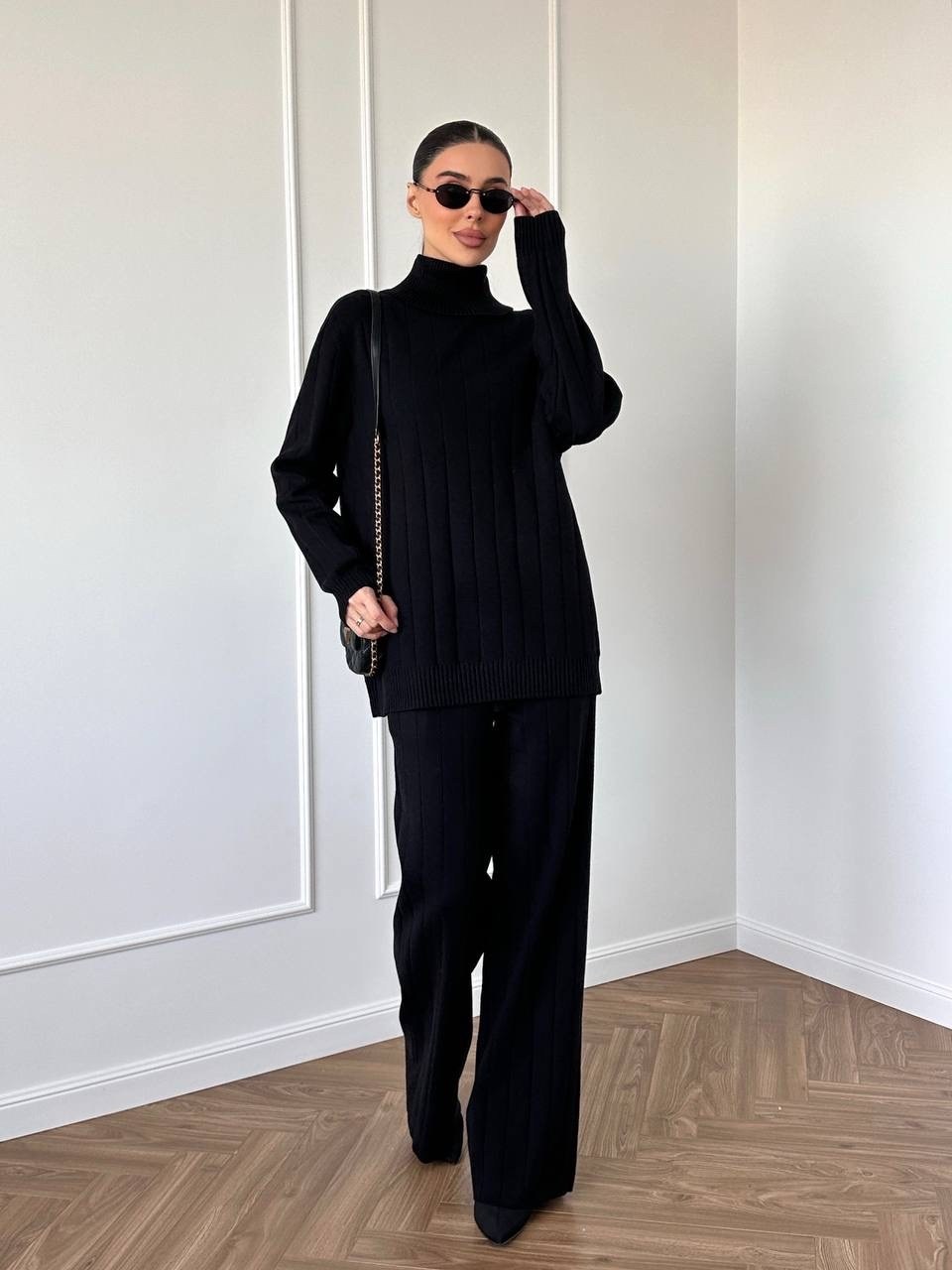 костюм вязаный теплый с брюками vievie цвет черный,костюм вязаный теплый с брюками vievie,трикотажные костюмы mario enzo,трикотажный костюм,костюм вязаный теплый с брюками vievie 257381484