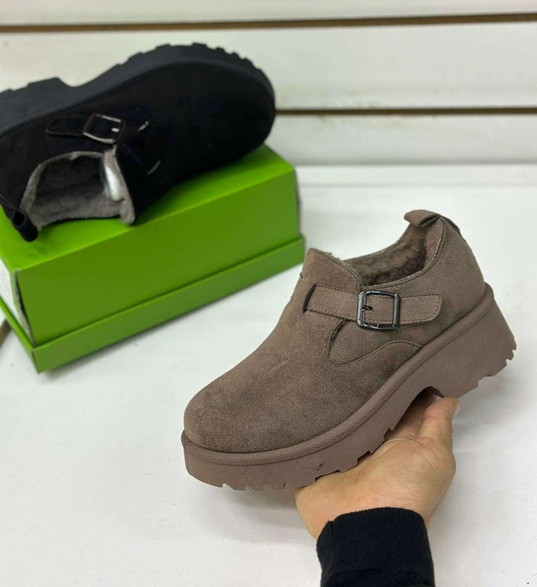 , женская,ботинки замш,мокасины замша,меховые замшевые туфли на плоской подошве на платформе