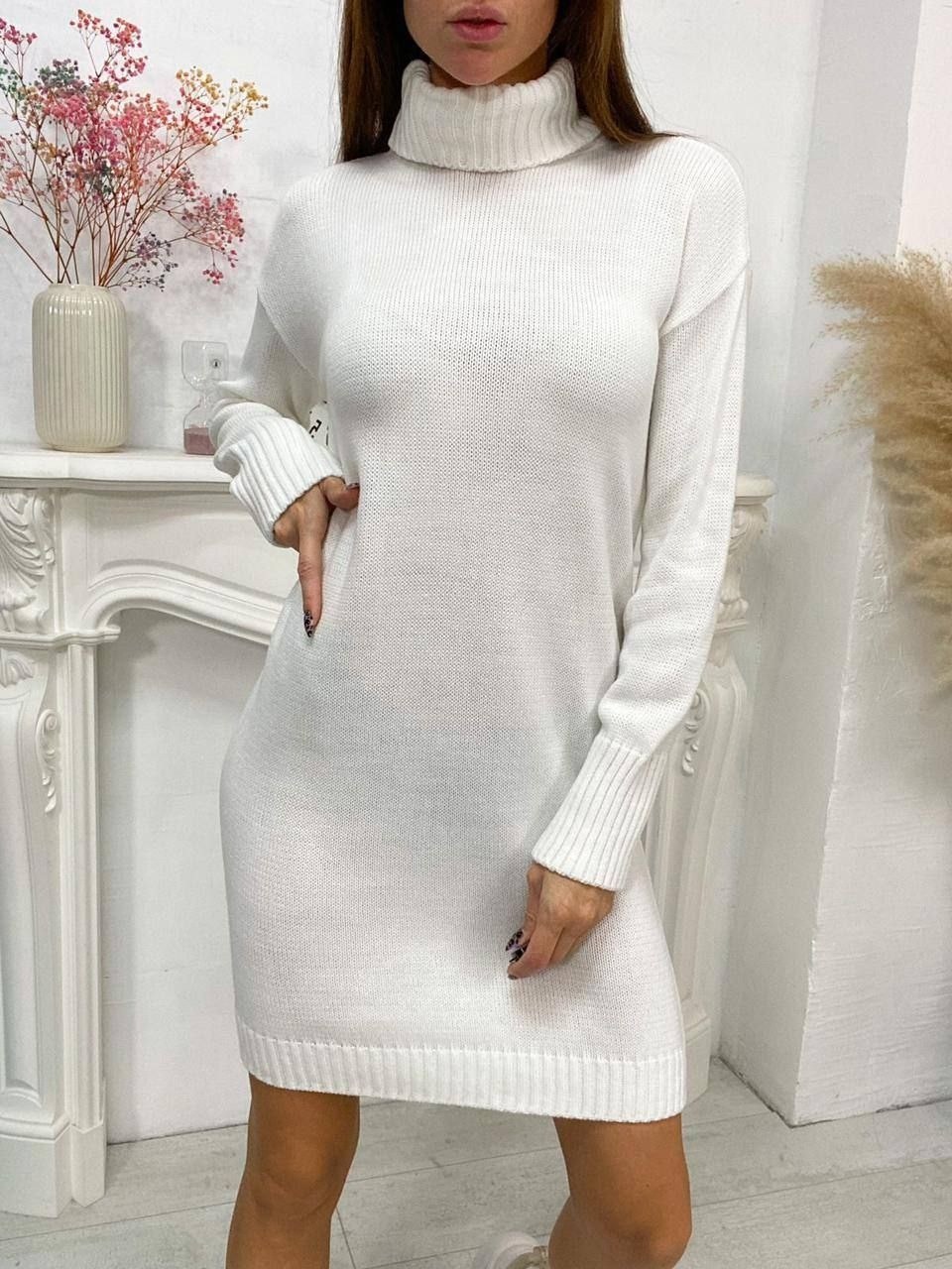 женское тёплое вязаное платье,платье вязаное,вязаное платье свитер,платье туника вязаное теплое,платье теплое вязаное с воротником