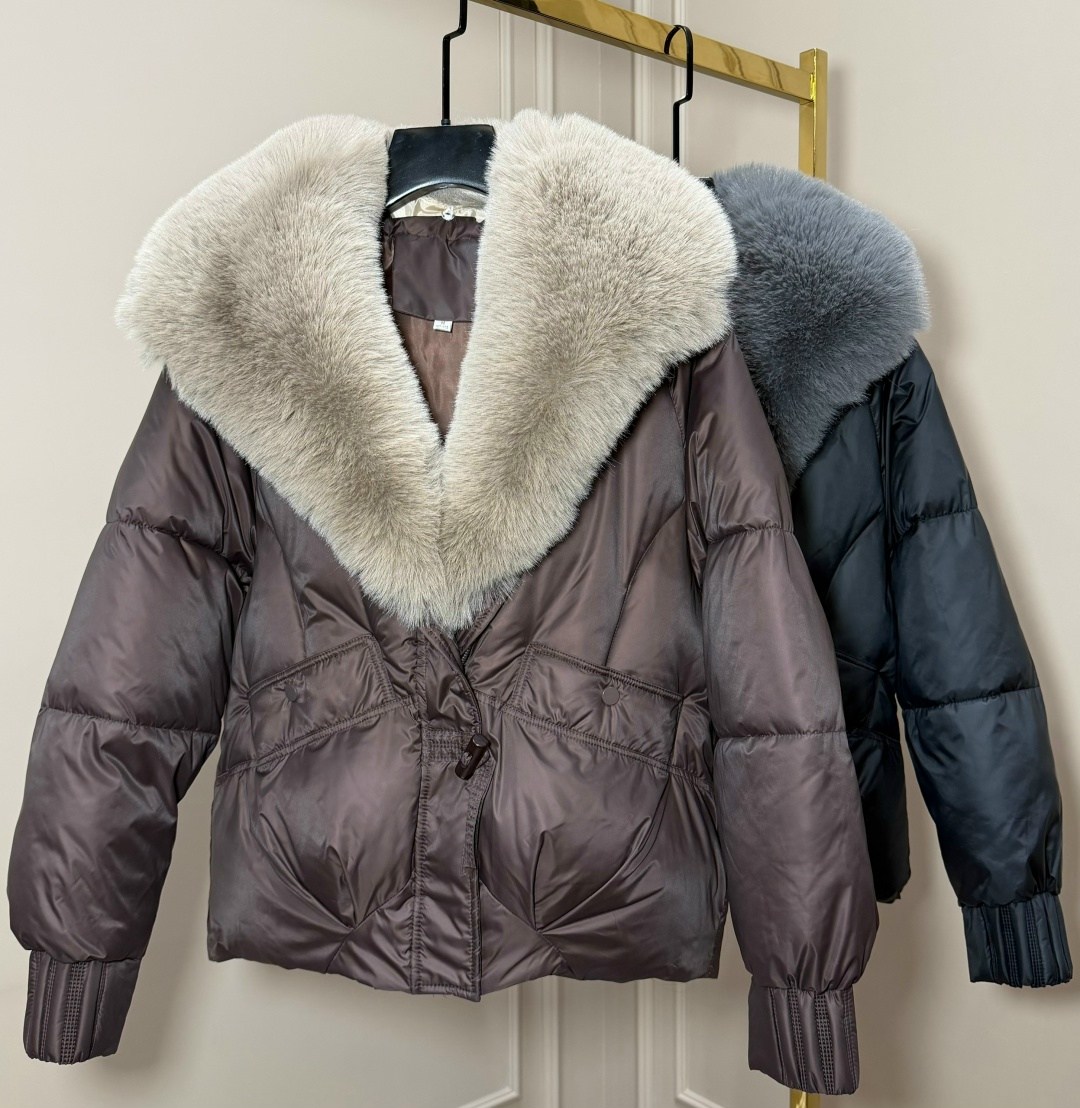 женское пальто с воротником из натурального лисьего меха, с гусиным пухом,зимняя женская куртка из натурального лисьего меха с воротником на гусином пуху,женский пуховик свободного покроя с воротником