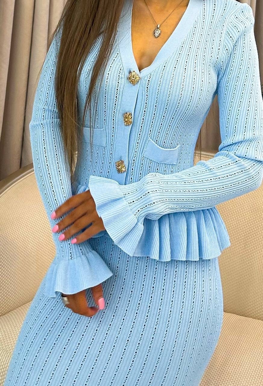 женский трикотажный костюм,костюм с юбкой,костюм классический,вязаный костюм с юбкой