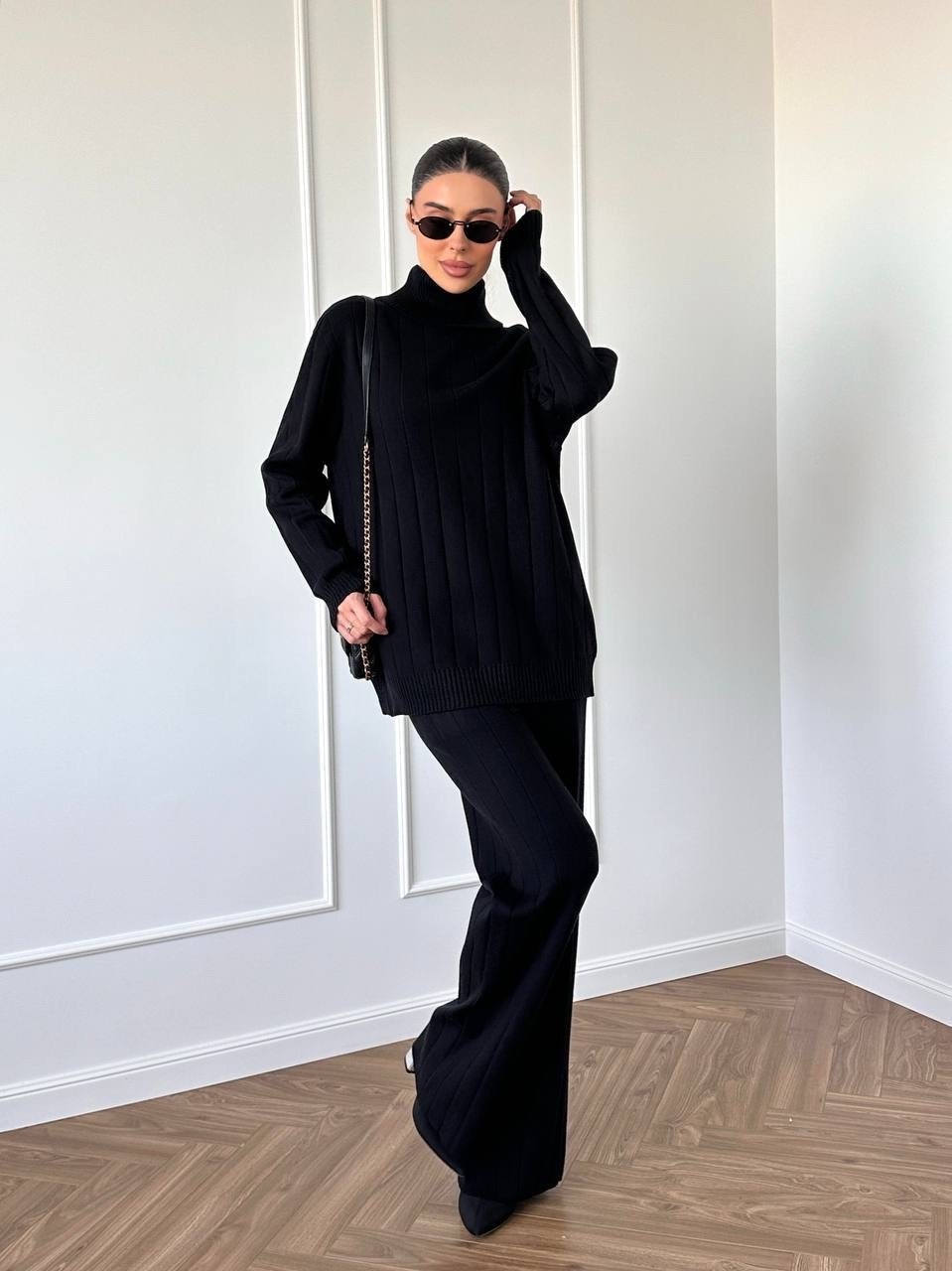 костюм вязаный теплый с брюками vievie цвет черный,костюм вязаный теплый с брюками vievie,трикотажные костюмы mario enzo,трикотажный костюм,костюм вязаный теплый с брюками vievie 257381484