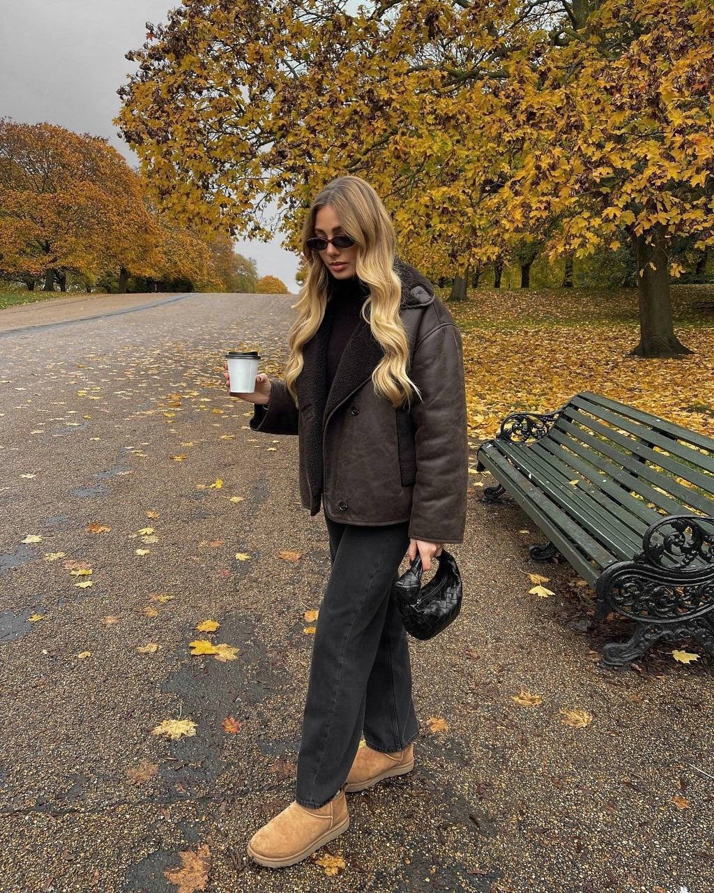 дубленка оверсайз,модные образы,повседневная куртка,зимняя дубленка оверсайз