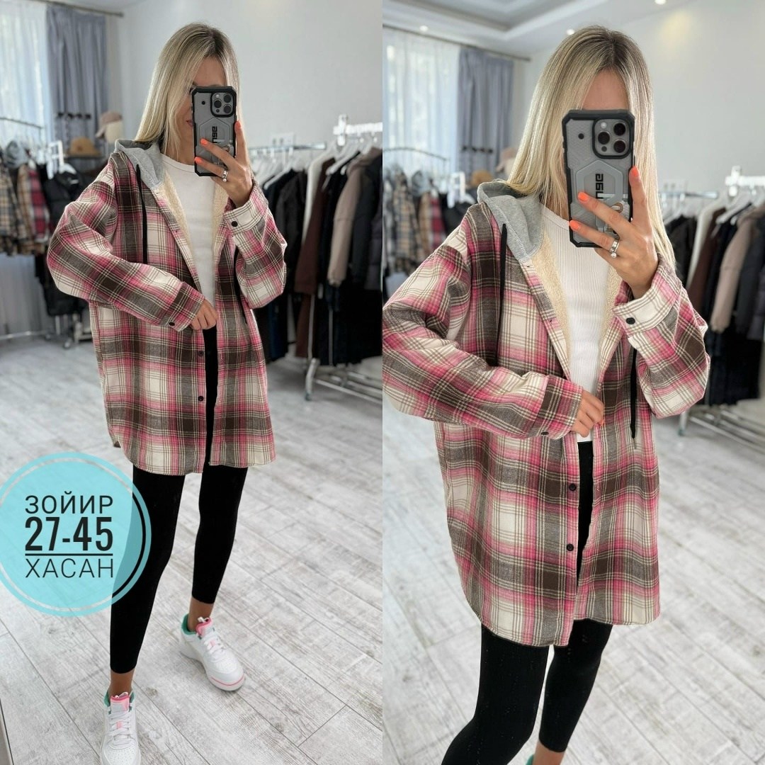 рубашка теплая,рубашка с капюшоном,рубашка утепленная,рубашка теплая в клетку оверсайз,рубашка оверсайз теплая в клетку удлиненная amy store