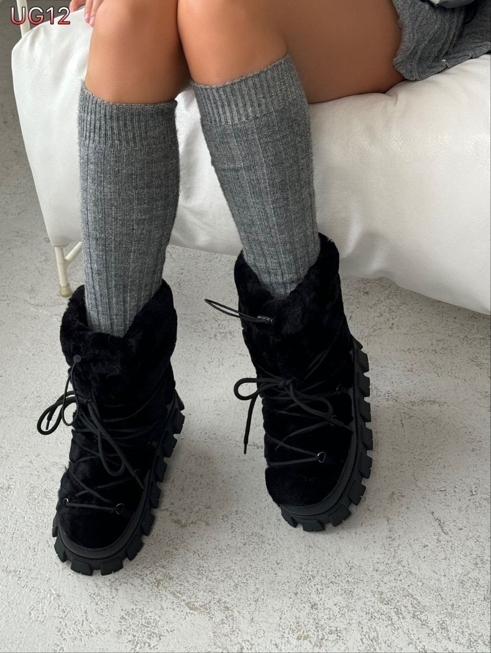 ,зимние угги на платформе,женские угги,угги женские экозамша шерсть черный,дутики