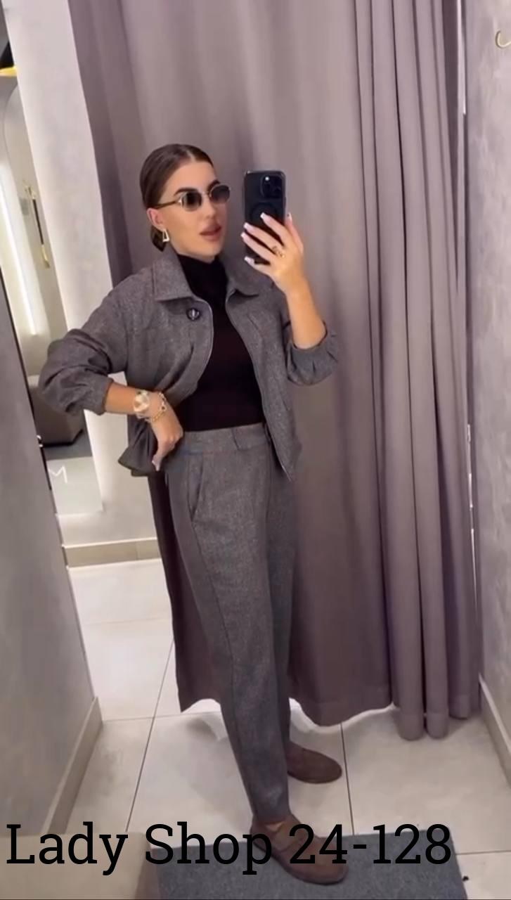 костюм двойка кашемир,женский костюм с брюками 52377 (серый),костюм брючный,женские костюмы,костюм женский 52377 серый
