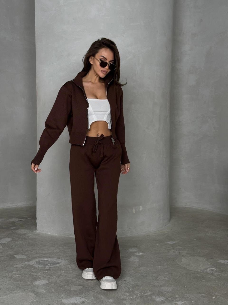 трикотажный костюм,женский костюм,костюм вязаный,костюм кашемировый,костюм трикотажный с брюками вязаный на молнии moreclo