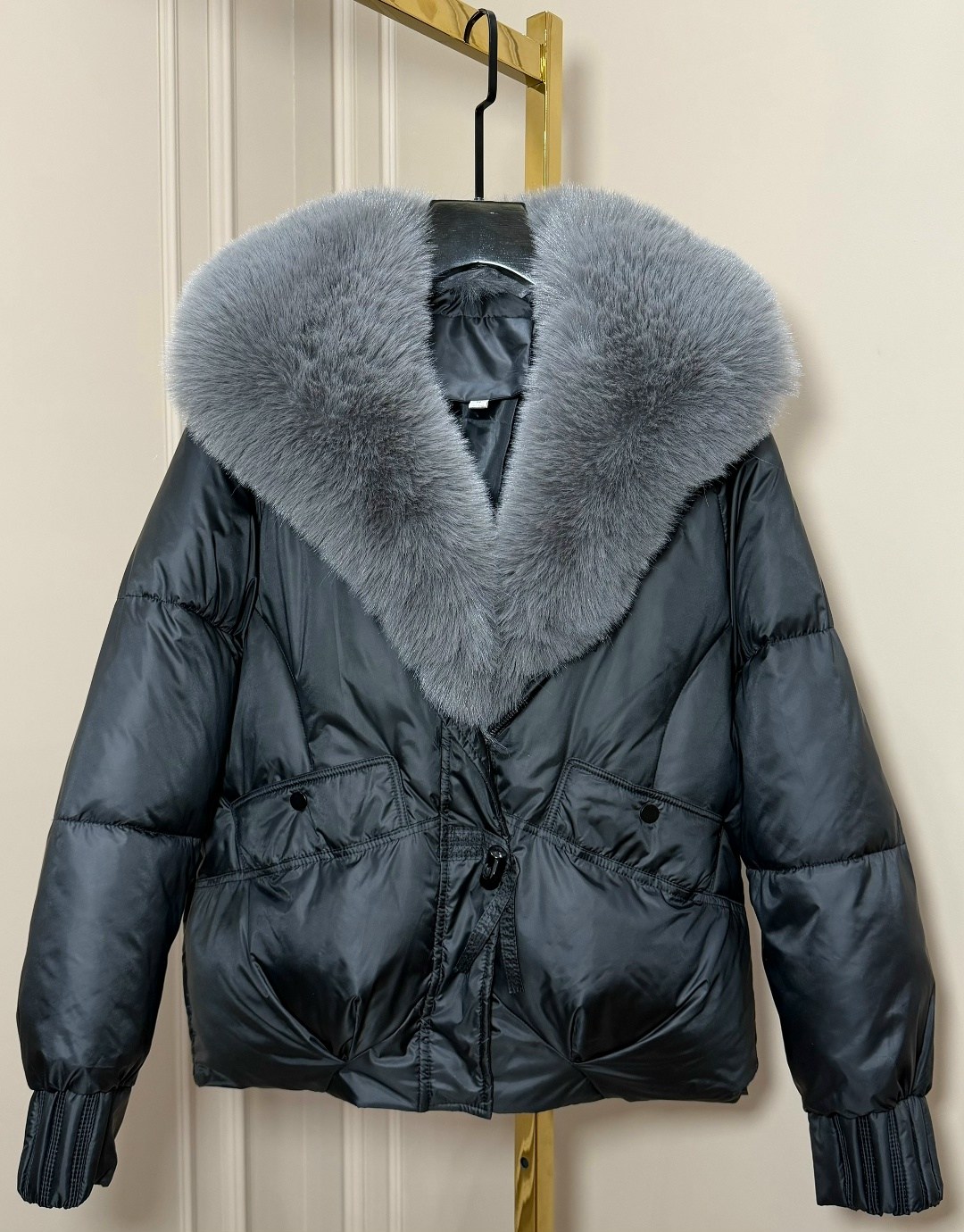 женское пальто с воротником из натурального лисьего меха, с гусиным пухом,зимняя женская куртка из натурального лисьего меха с воротником на гусином пуху,женский пуховик свободного покроя с воротником