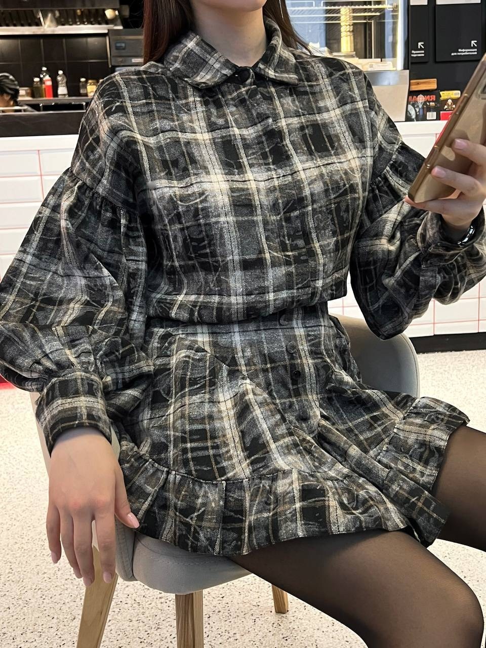 костюмы женские с юбкой,юбка и рубашка,костюм рубашка и юбка,костюм двойка с юбкой и рубашкой в клетку btf brand,рубашка женская в клетку модная