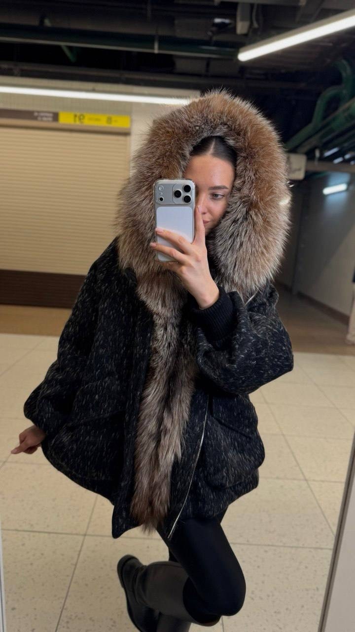 зимняя куртка-пальто оверсайз v8oss,зимняя куртка-пальто оверсайз,женский пуховик,пальто с чернобуркой,куртка с капюшоном