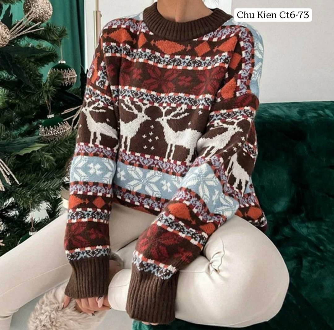 рождественские свитера,женский рождественский свитер с принтом по всей поверхности,женский рождественский свитер с принтом по всей поверхности зима 2025,свитер новогодний,женский новогодний свитер