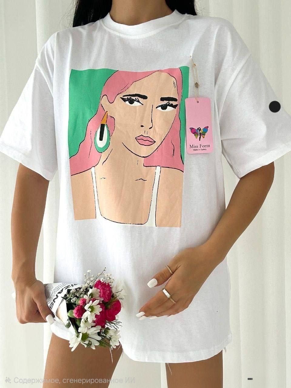женская хлопковая футболка,футболка оверсайз с принтом,футболка стиль,футболки модные