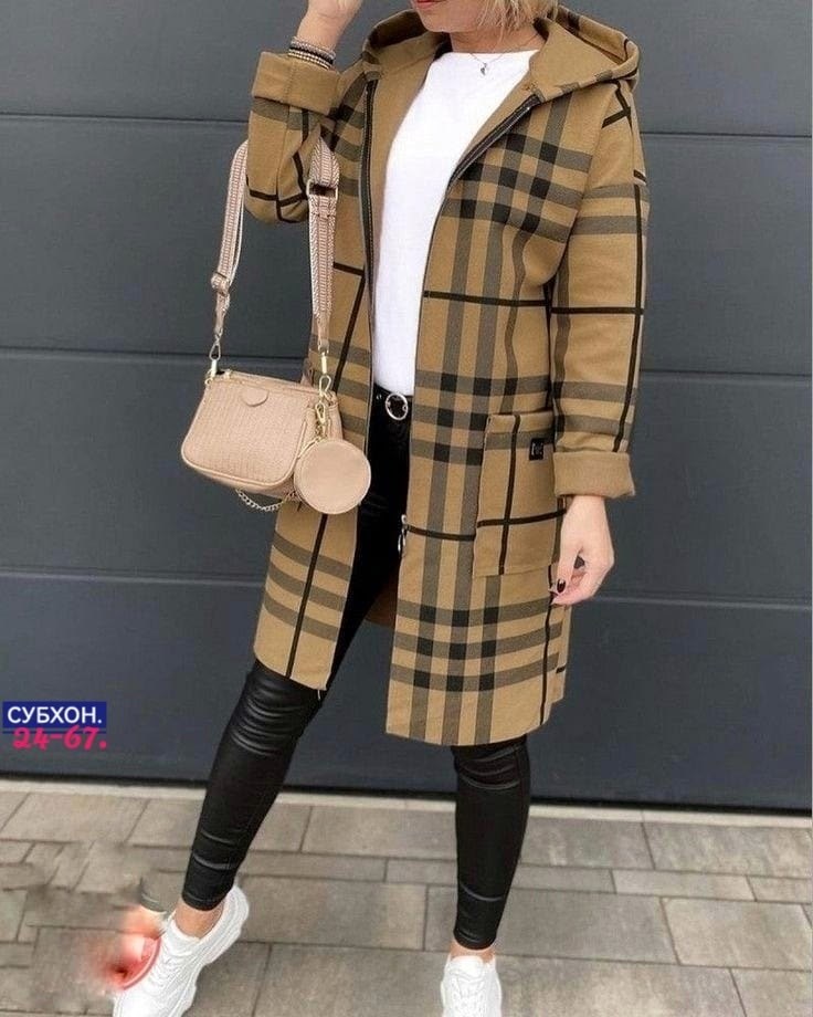 кардиган женские в клетку,пальто в клетку,модное пальто,стильное пальто,пальто с капюшоном