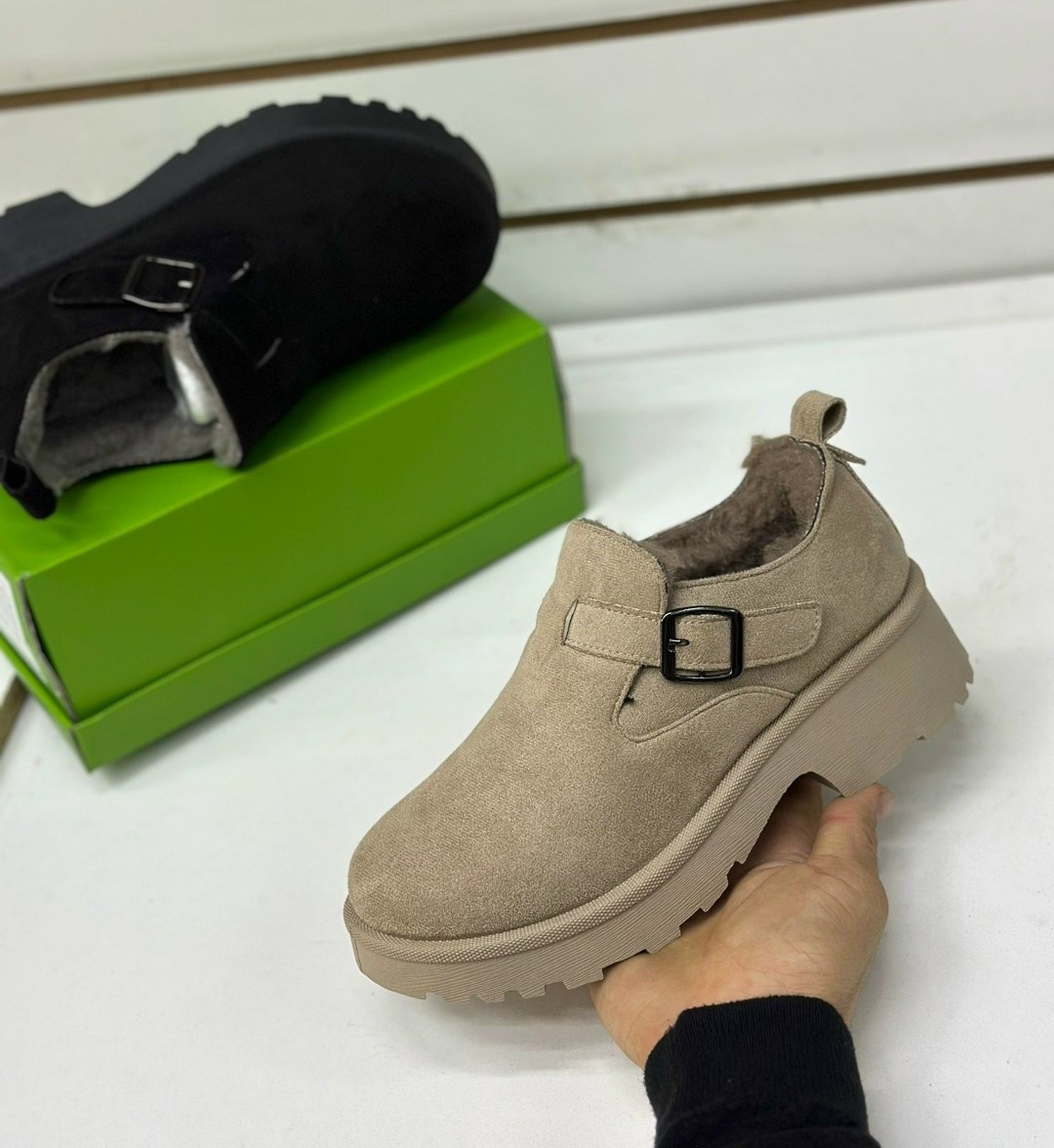 , женская,ботинки замш,мокасины замша,меховые замшевые туфли на плоской подошве на платформе