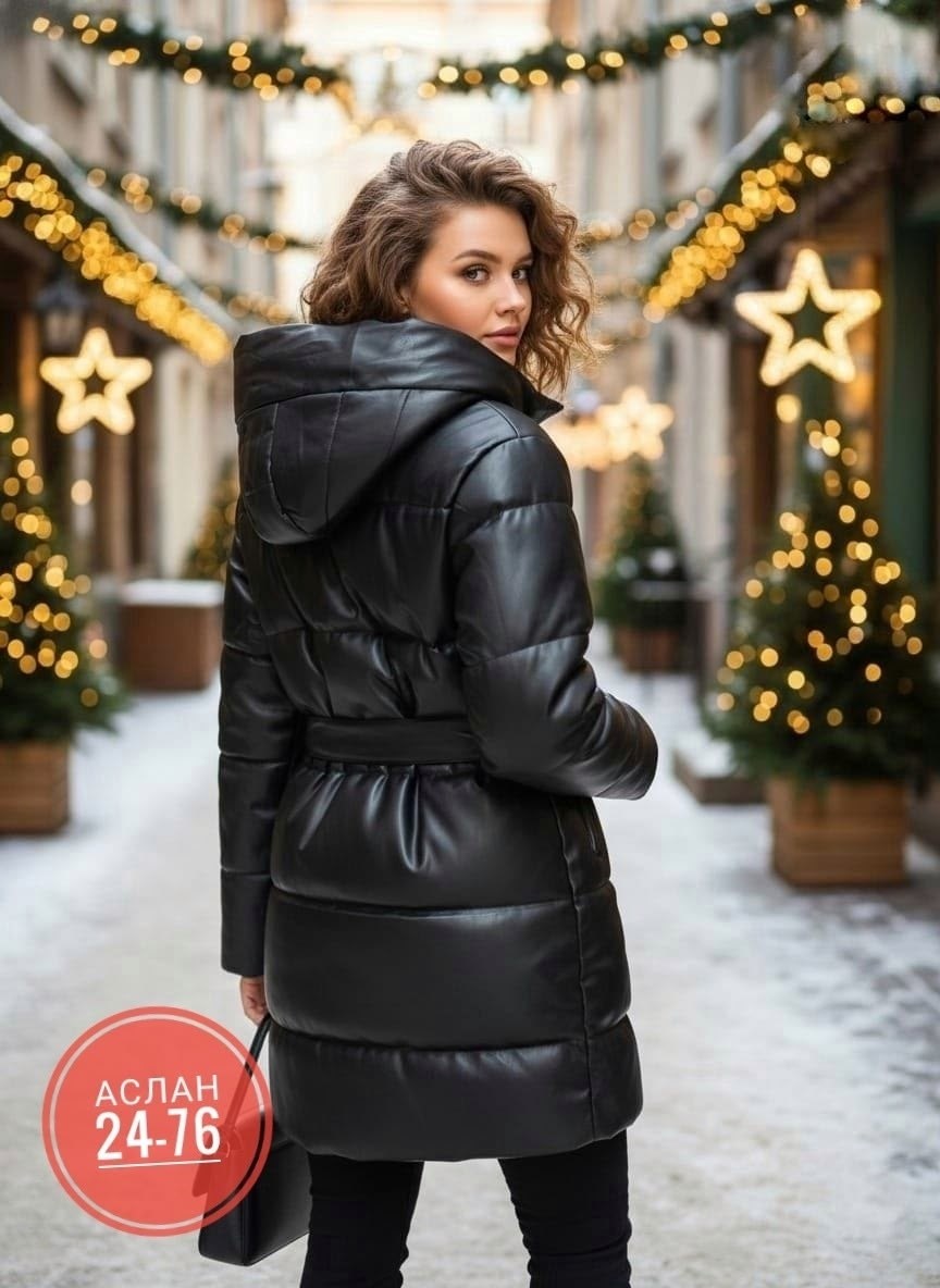 куртка из экокожи женская,пуховик из экокожи,куртка зимняя удлиненная с капюшоном экокожа h&f discount,удлиненная демисезонная куртка с капюшоном liya,куртка из экокожи