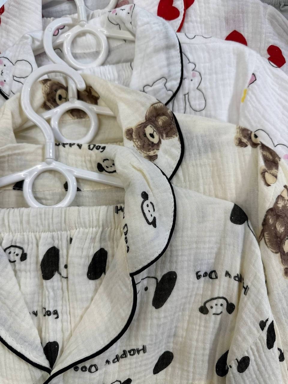 муслиновая пижама,пижама сердечки,муслиновая пижама женская,детская муслиновая пижама,пижамы детские