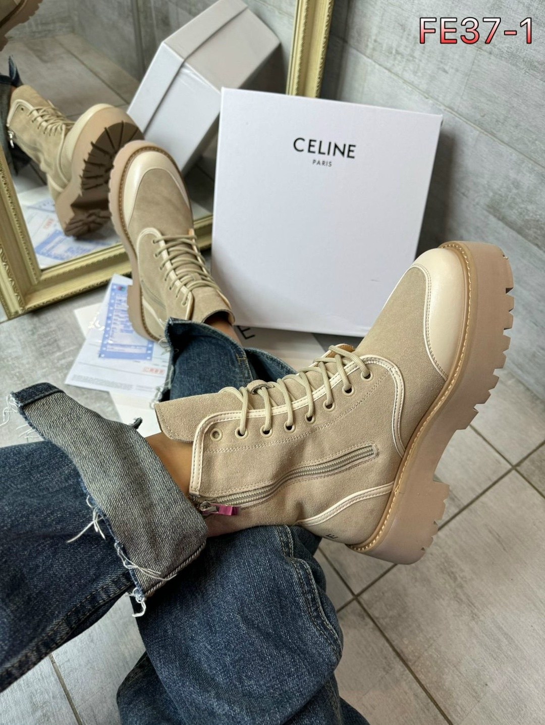 ботинки celine,ботинки женские celine,celine ботинки бежевые женские,ботинки celine вх7,женские ботинки celine натуральная кожа