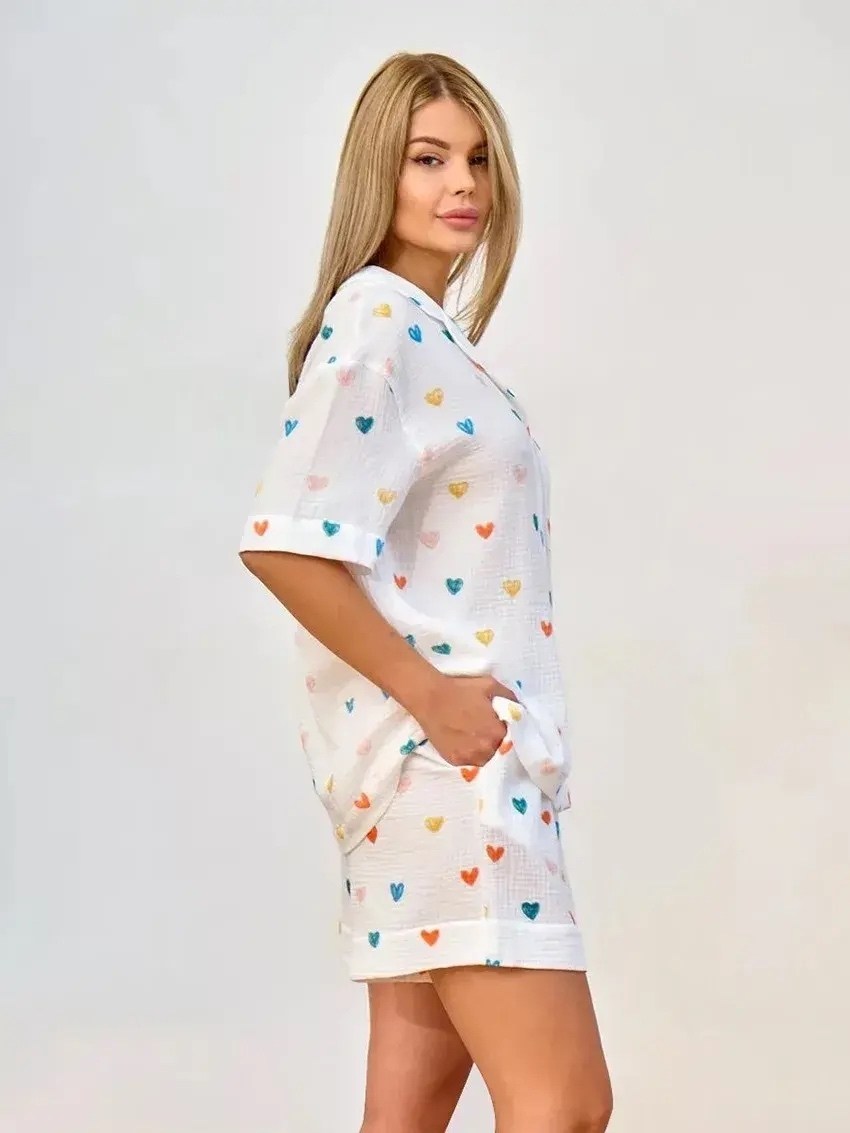 пижама женская с шортами,пижама с принтом,пижама женская летняя,хлопковая пижама linad для женщин,комплект пижама