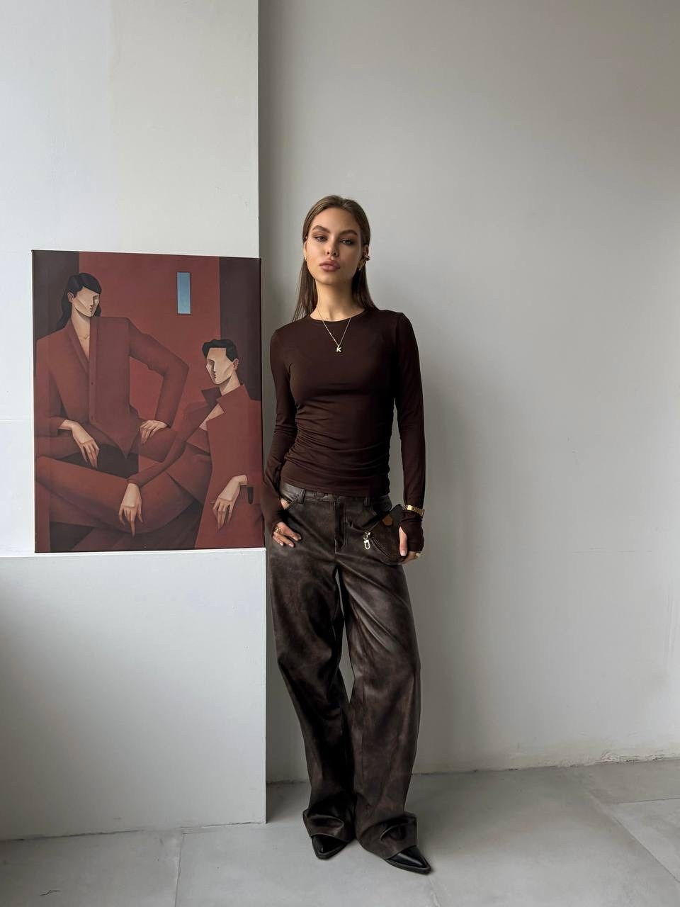 лонгслив женский emberens коричневый длинный,лонгслив с длинным рукавом emberens коричневый,лонгслив с длинным рукавом emberens 283013766,коричневый лонгслив,лонгслив женский