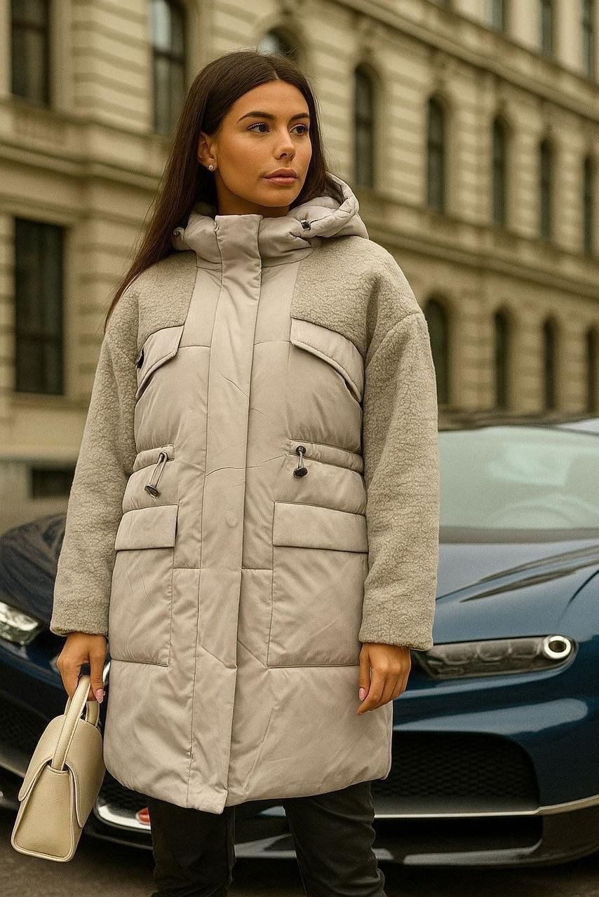 куртка женская,женская зимняя куртка,комбинированный пуховик,куртка модная,комбинированная куртка