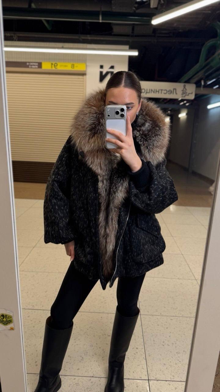 зимняя куртка-пальто оверсайз v8oss,зимняя куртка-пальто оверсайз,женский пуховик,пальто с чернобуркой,куртка с капюшоном